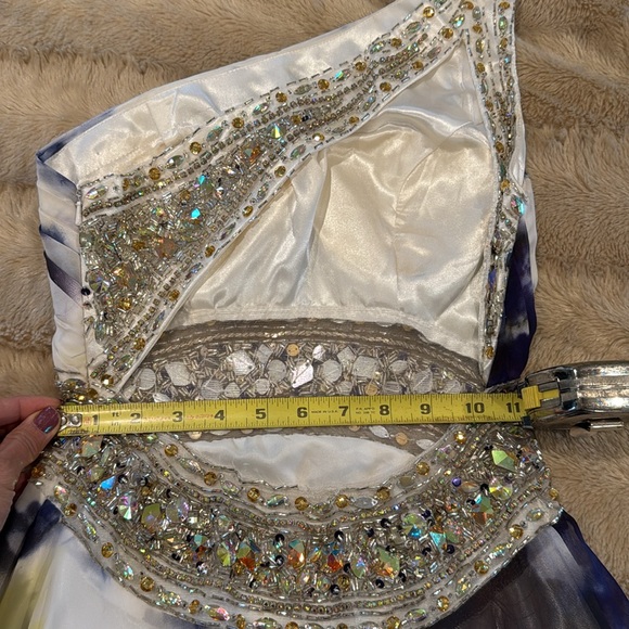 CAMILLE LA VIE Gown Prom One Shoulder Purple Yellow Beaded Floral Dress 2P - Picture 11 of 11